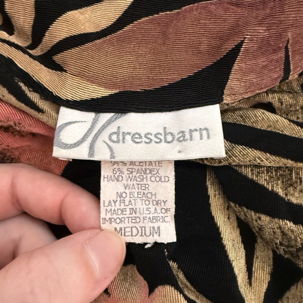 Dressbarn Y2K Black Coral Floral Slinky Blouse | M - Picture 10 of 10